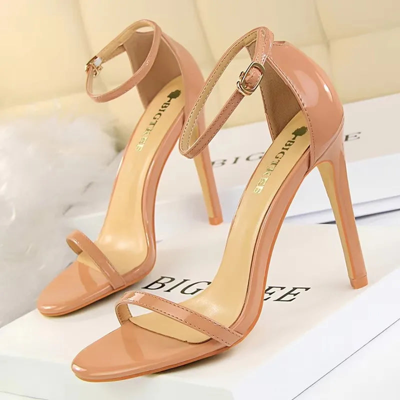 BIGTREE Shoes Super High Heels 11cm Women Shoes Patent Leather Woman Pumps Sexy Women Heels Stiletto Open Toe Ladies Shoes 2026