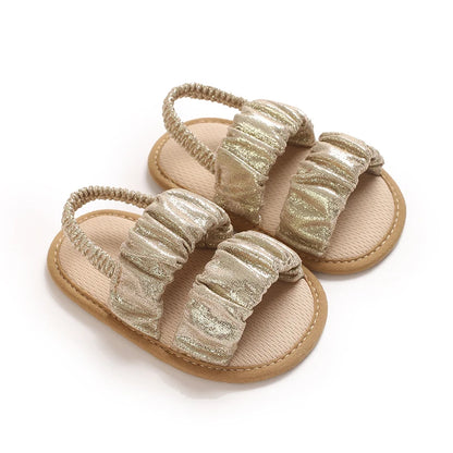 Baby Learning Walk Shoes, Unisex Summer Flat Infant Sandals, Soft Beach Wedding Crib Footwear for Newborns 0-1 Year