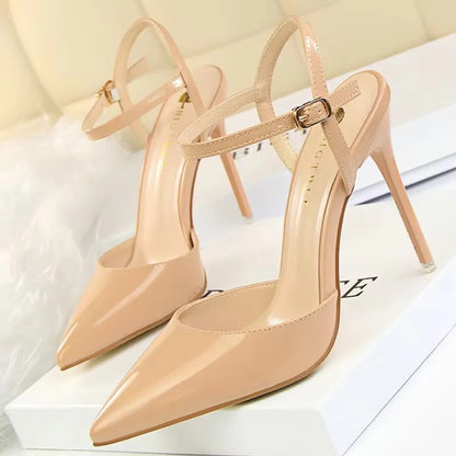 BIGTREE Shoes Fashion Sandals Women 2026 Patent Leather High Heels Women Sandals Summer Heeled Sandals Pointed Toe Women Pumps