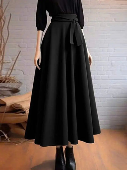 ZANZEA Elegant Maxi Skirts 2026 Women Elastic Waist Jupes Casual Faldas Saia Belted High Waist Fashion Solid Street Overskirts