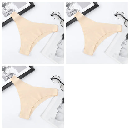 3Pcs/Set Women Ice Silk Panties V-Waist Low Rise Briefs Seamless Underwear Female Quick-Drying Underpants Sexy Lingerie S-L