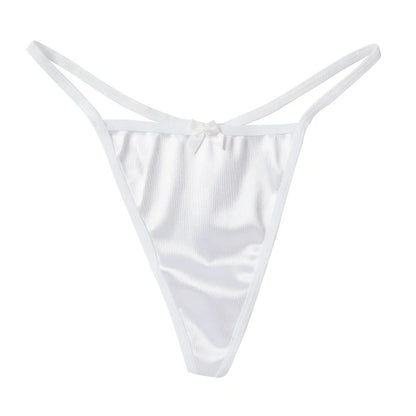 1/3Pcs Women Satin Thong Underwear Sexy Low Waist Bow G-string Cotton Crotch T-back Panties M-2XL