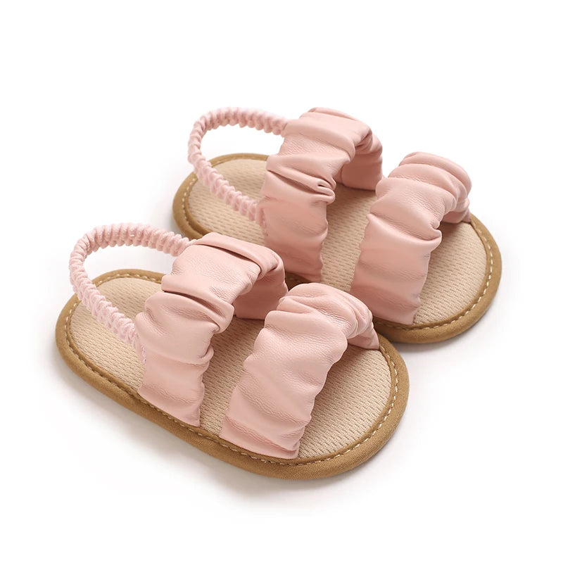 Baby Learning Walk Shoes, Unisex Summer Flat Infant Sandals, Soft Beach Wedding Crib Footwear for Newborns 0-1 Year