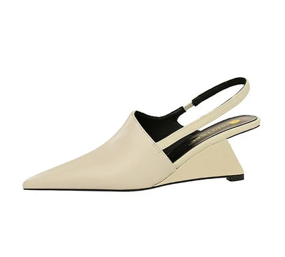 Wedge Strange Style High Heels Women Sexy Pointy Toe Backstrap Sandals Covered Head Design Party Dress Mules Shoes Women Pumps