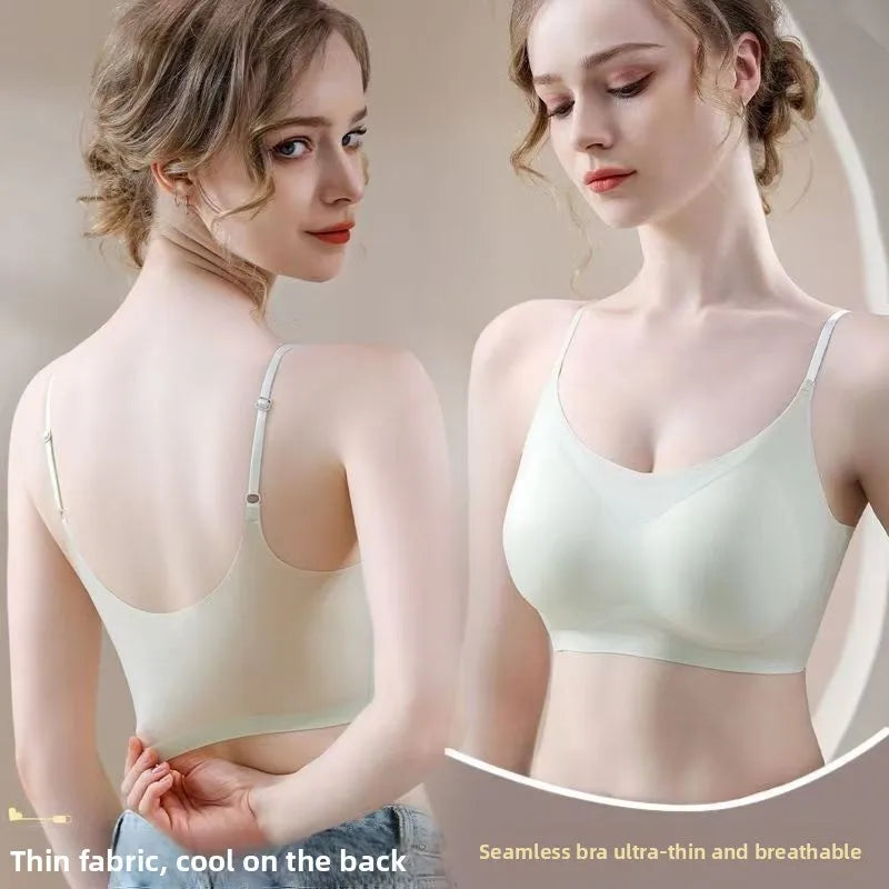 Summer Ultra-thin Ice Silk Seamless Underwear, Lightweight and Breathable Seamless Suspender, Beautiful Back Bra