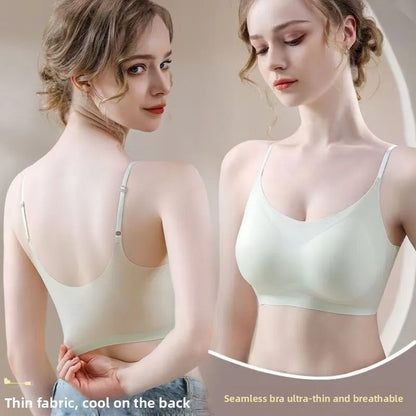 Summer Ultra-thin Ice Silk Seamless Underwear, Lightweight and Breathable Seamless Suspender, Beautiful Back Bra