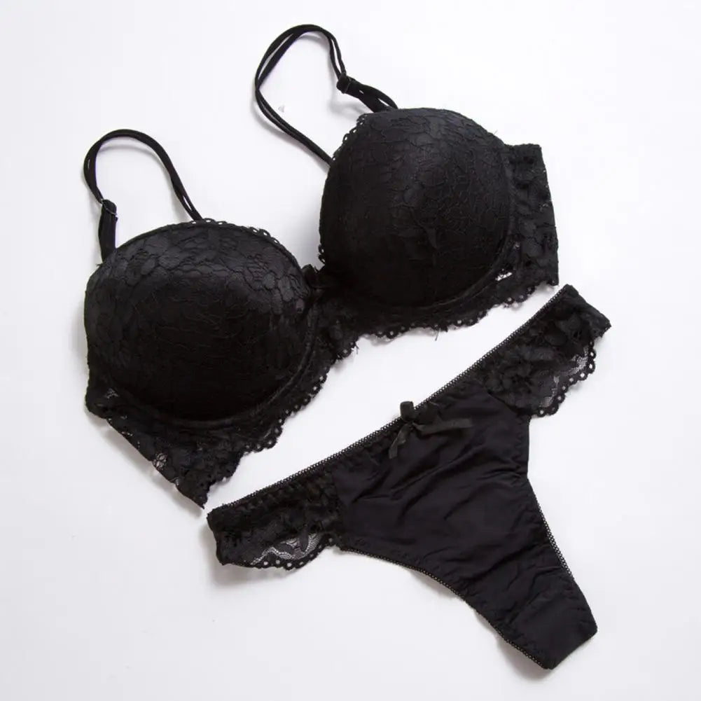 2024 Floral Embroidery Women Underwear Set Sexy Lace Push Up Bra Set Panties Sexy Push Up Brassiere Wirefree Soft Underwear Set