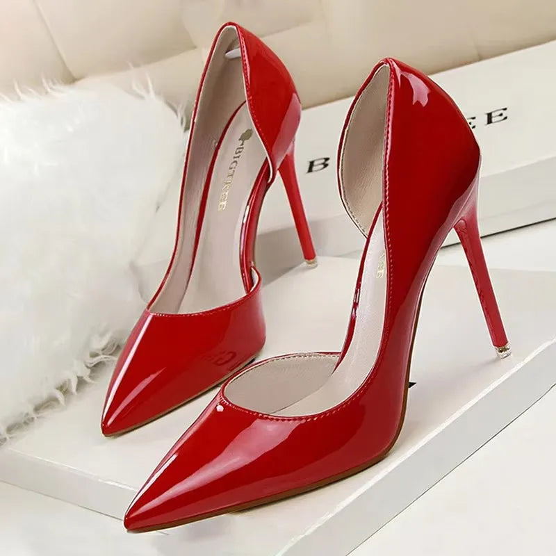 BIGTREE Shoes Patent Leather Heels 2026 Fashion Woman Pumps Stiletto Women Shoes Sexy Party Shoes Women High Heels 12 Colour