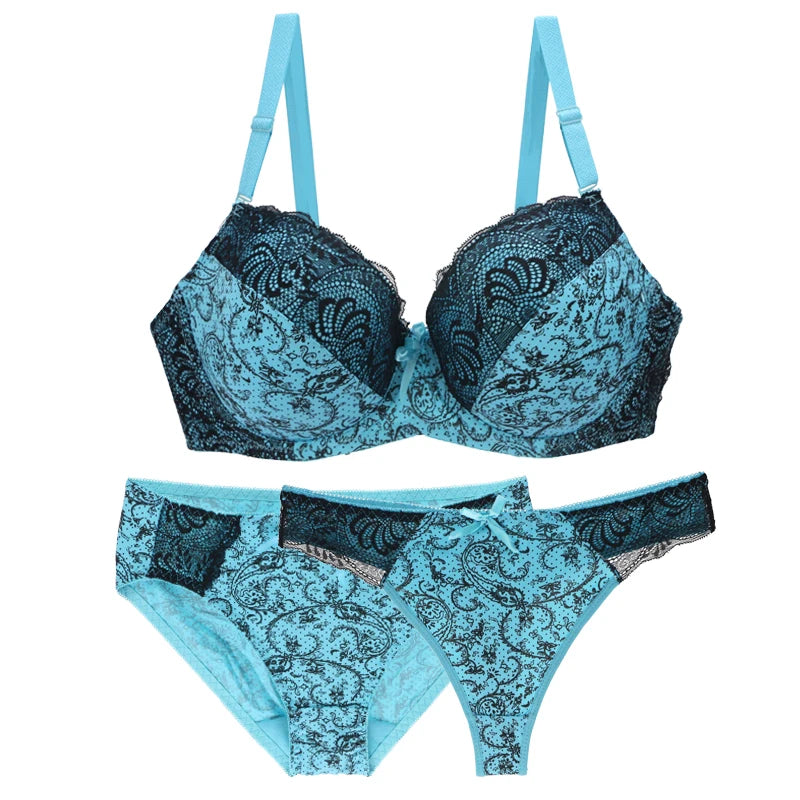 Nouvell Seamless Push Up Bra Sets For Women 3 Piece Underwear Transparent BCDEF Cup Beige Black Blue Purple Red White Lingerie