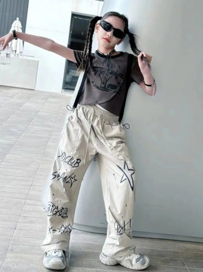 Girls' Summer Utility Pants 2026 Trendy Casual Long Pants Kids' Fashion Work Pants