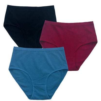 3Pcs/Set Women High Waist Panties Cotton Briefs Tummy Control Underwear Sexy Lingerie Breathable Full-Coverage Underpants S-XXL
