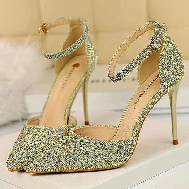 BIGTREE Shoes Rhinestone Woman Pumps Fashion Wedding Shoes Women Basic Pump Stiletto Heels 10cm 7cm Heeled Shoes High Heels