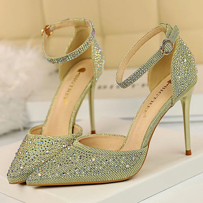 BIGTREE Shoes Rhinestone Woman Pumps Fashion Wedding Shoes Women Basic Pump Stiletto Heels 10cm 7cm Heeled Shoes High Heels