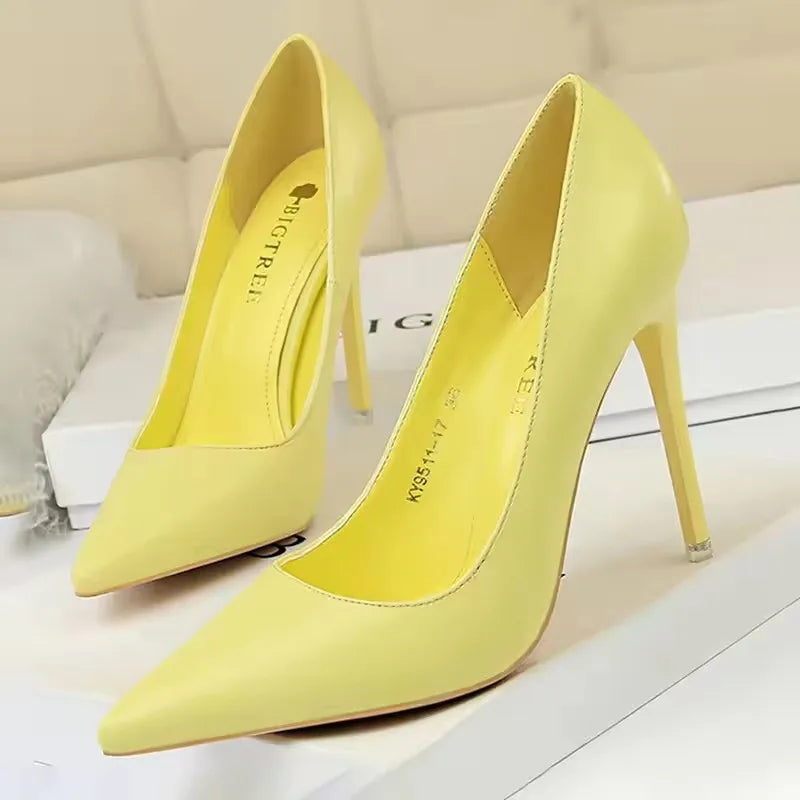BIGTREE Shoes Women Pumps Pu Leather High-heeled Shoes Fashion Wedding Shoes Stiletto Heels Sexy Party Shoes Large Size 42 43