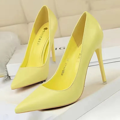 BIGTREE Shoes Women Pumps Pu Leather High-heeled Shoes Fashion Wedding Shoes Stiletto Heels Sexy Party Shoes Large Size 42 43