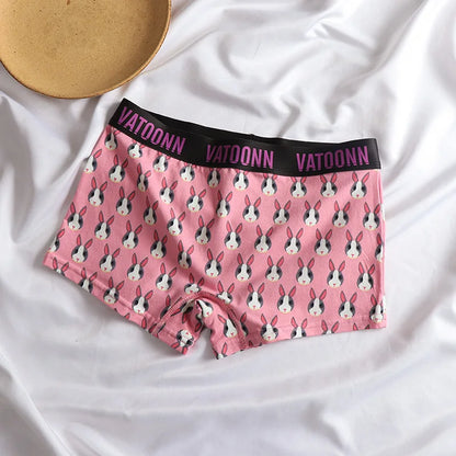 60S Cotton Women Panties Cartoon Print Shorts Sports Boxer Breathable Cozy Sexy Underwear Mid-Waist Boyshort Female Girls Pants