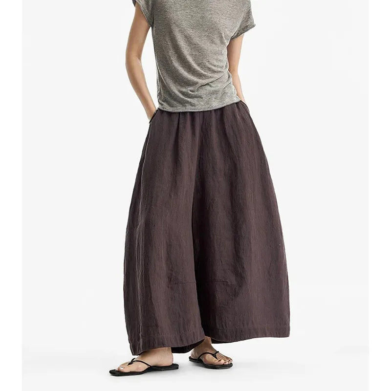 Walking with the Wind~ Linen Wide-Leg Pants, Cropped Pants, Plus-Size Loose Skirt Pants, Casual Women's Pants, New Summer Style