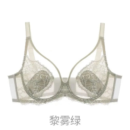 Pink Underwear for Women, Thin, Large Breasts, Small Breasts, Gathered Full Cups, Anti-drooping, Ultra-thin Bra. Bra Set