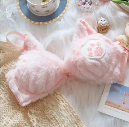 Girls lolita plush bra underwear my melody bralette push up brassiere  wirefree warm kawaii bra underpants seamless lingerie