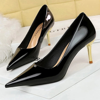 BIGTREE Shoes Woman Pumps Patent Leather High Heels Shoes Women Occupation OL Office Shoes Stiletto Women Heels Plus Size 43