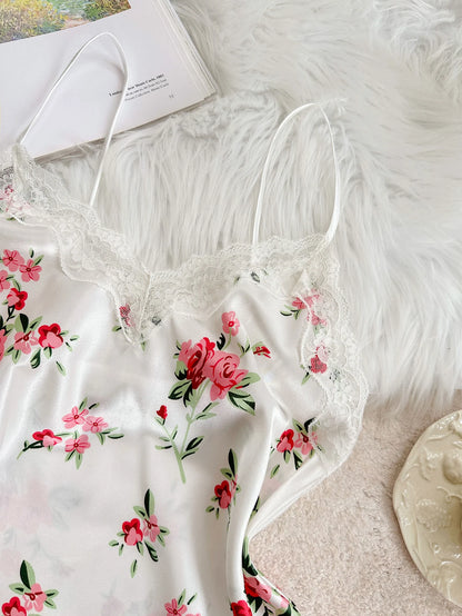 Women 2 Piece Set Elegant And Romantic Printed V Neck Lace Top And Pants Comfortable And Breathable Women's Clothing