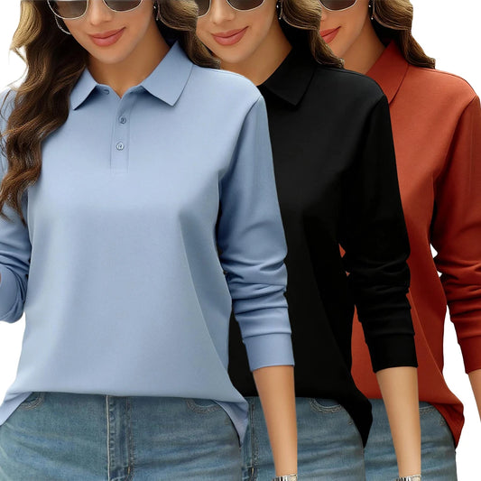 Solid Color Autumn Womens T-Shirt Soft Comfortable Polo Shirt All-Match Lapel Streetwear Unisex Hip Hop Woman Long Sleeve