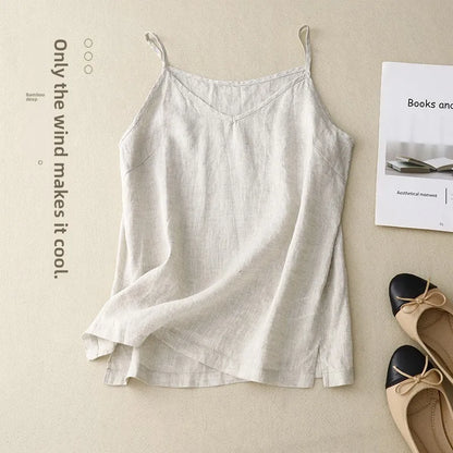 Summer Casual Cotton Linen Double Layer Lantern Pants Loose Elastic Waist Pure Color Wide Leg Harem Trousers for plus Size Women