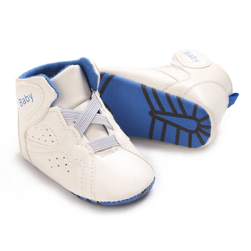 0-18M Baby ShoesHigh Top Soft Soled PU Casual Shoes ForMen And Women Newborn Walking Shoes Baby's First Pair Of Walking Shoes