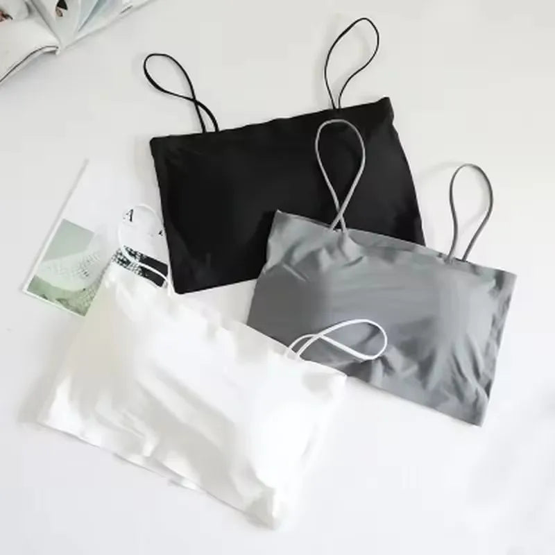 Seamless Tube Top Camisole Bra for Women, Padded Wireless Crop Top Underwear with Beauty Back, Comfortable & Soft