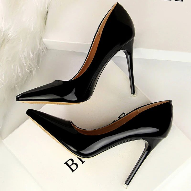 BIGTREE Shoes Classic Pumps Patent Leather Women Pumps Fashion Women Wedding Shoes High Heels Stiletto 10.5 cm 7.5 cm Lady Shoes