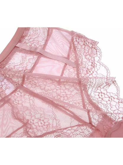 Classic Bandage Pink Bra Set Lingerie Push Up Brassiere Lace Underwear Set Sexy High-Waist Panties For Women underwear