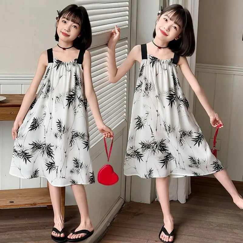 Kids' Loose Beach Dress Princess Girls Girl Women's Summer Dresses Farm Casual Elementary School Student Woman Clothes Party