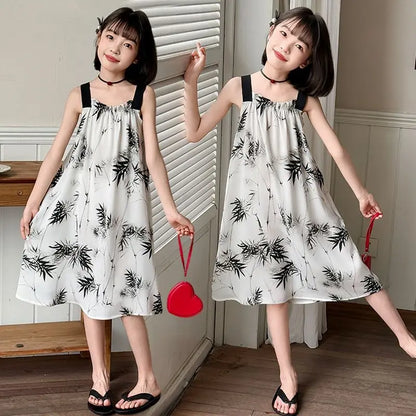 Kids' Loose Beach Dress Princess Girls Girl Women's Summer Dresses Farm Casual Elementary School Student Woman Clothes Party
