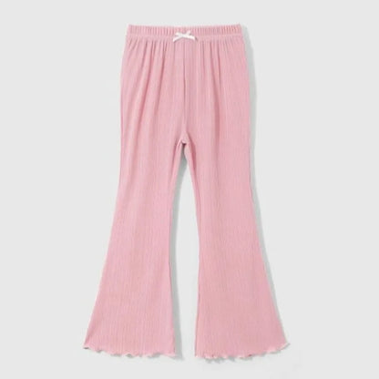 Girls' Summer Lightweight Bell Bottom Pants with Bow Height Enhancing Versatile Casual Pants for Kids Stylish and Comfortable