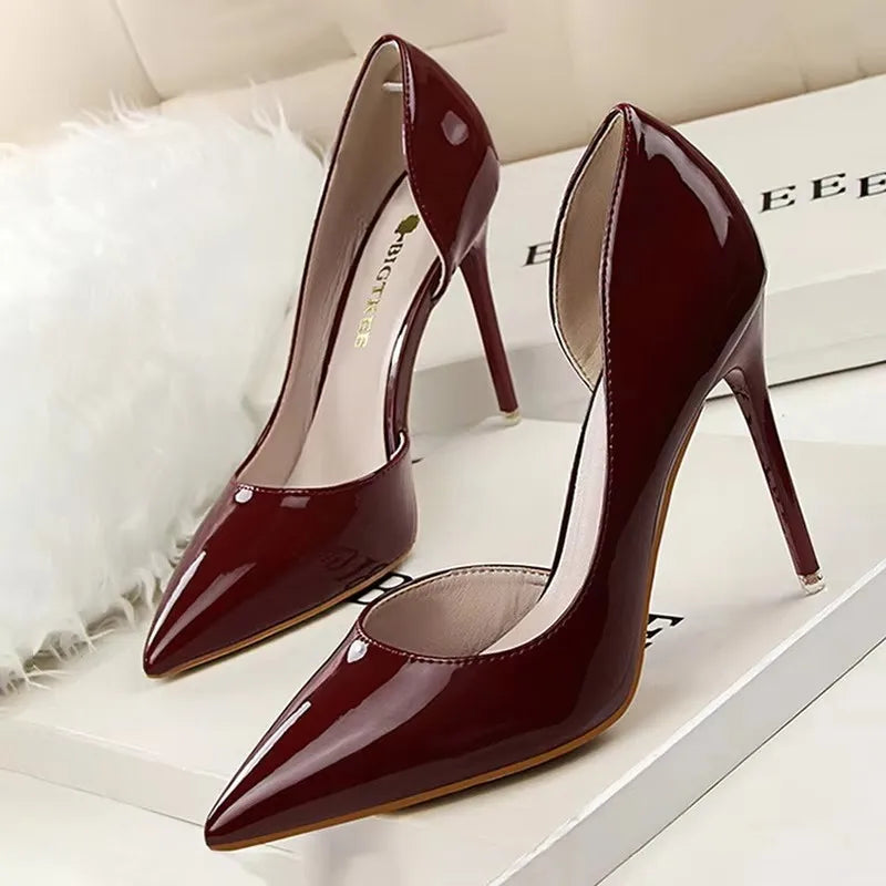BIGTREE Shoes Patent Leather Heels 2026 Fashion Woman Pumps Stiletto Women Shoes Sexy Party Shoes Women High Heels 12 Colour