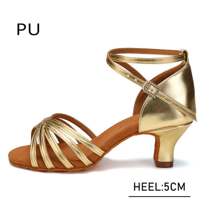 SWDZM Women Latin Dance Shoes High Heels Tango Party Dance Shoes For Girls Ladies Satin Salsa Sandals Dancing Ballroom Shoes