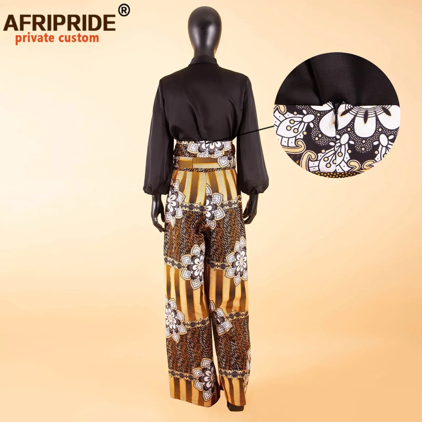 2026African Pants for Women Plus Size Wear Trousers Customzied High Waist Full Length Back Zipper Pants with Sashes A1821002