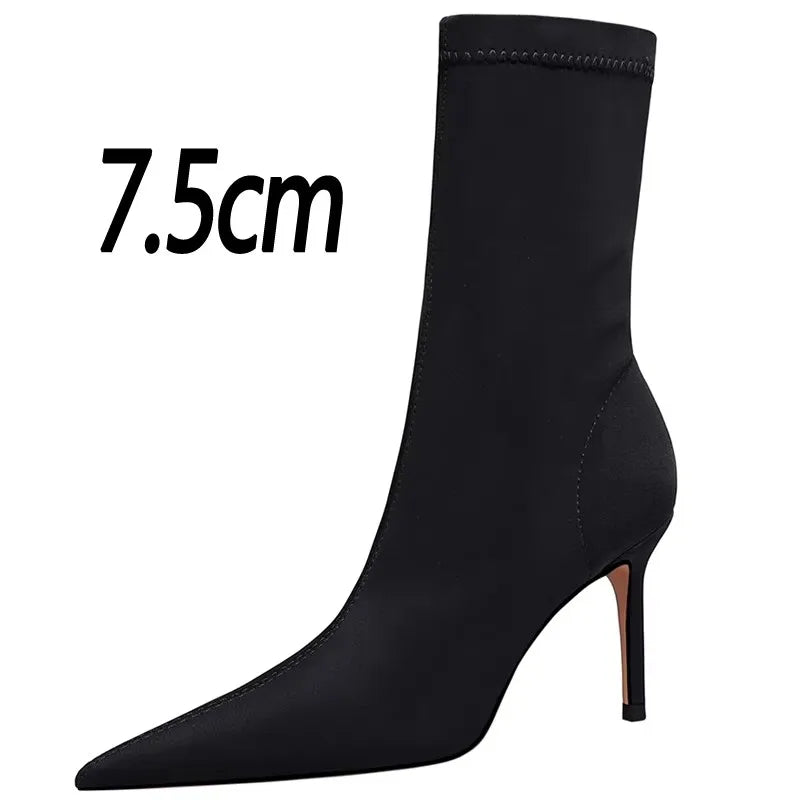 BIGTREE Shoes Women Boots Fashion Ankle Boots Pointed Toe Stretch Boots Autumn Stiletto Socks Boots High Heels Ladies Shoes 2026