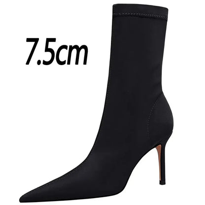BIGTREE Shoes Women Boots Fashion Ankle Boots Pointed Toe Stretch Boots Autumn Stiletto Socks Boots High Heels Ladies Shoes 2026