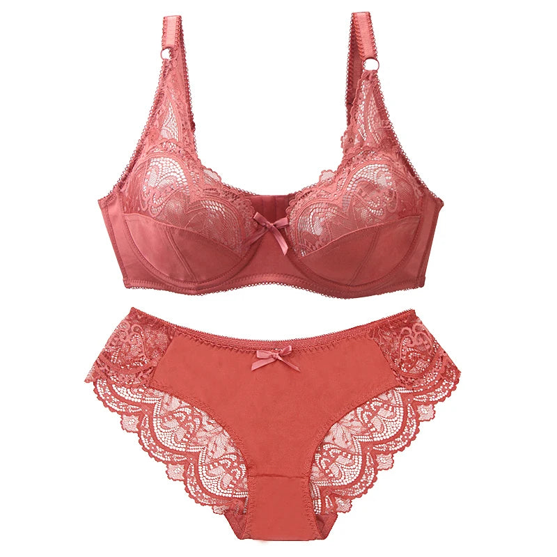 2024 New Sexy 34/75 36/80 38/85 40/90 42/95 44/100 BCDE Bras Set For Women Push Up Underwear Lace Bow Ladies Lingerie