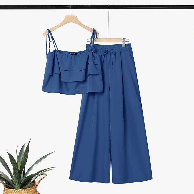 Korean Summer Sleeveless Strap Tanks Tops Pant Sets ZANZEA Women 2 Pieces Sets Solid Work Tracksuit 2026 Casual Holiday Outfits