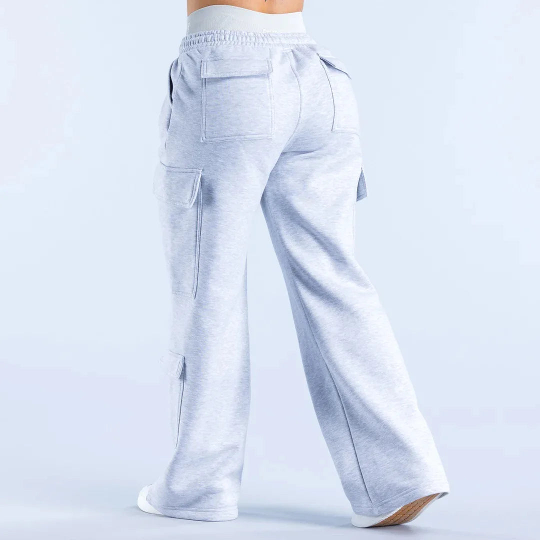 2026 Women‘s Wide Leg Cargo Pants  Elastic Waistband with Large Pockets Casual Fitness Sportswear Y2k Long Pants