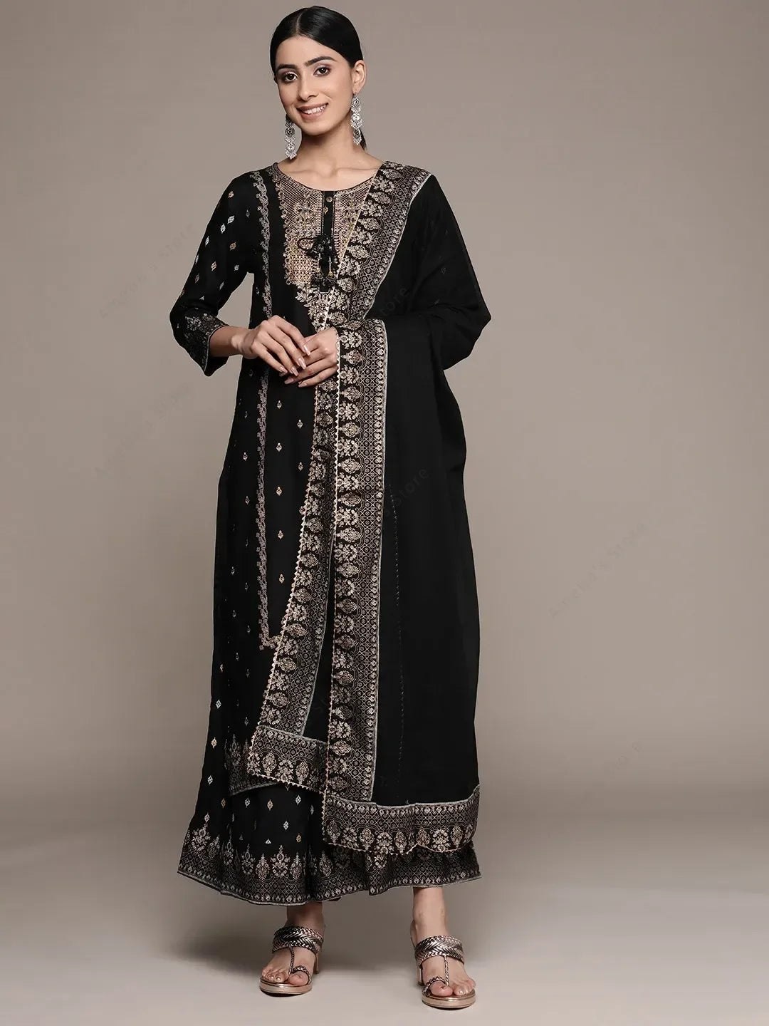 Indian Women's Punjabi Suit 3-Piece Set Cotton Floral Print Kurta Dupatta Ethnic Salwar Kameez for Wedding Diwali Daily Wear