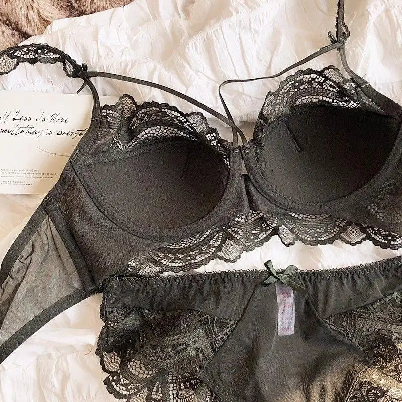 MOYISU Adjustable Lace Bralette for Small Chest Bra Set Removable Straps & Thin Padding Soft Wire Comfort Muslim Girls Underwear