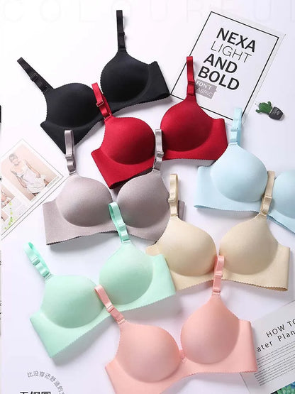 Women Lingerie Seamless Adjustable Bra Sexy Comfortable Nylon Flower Print One-Piece Underwear  Breathable