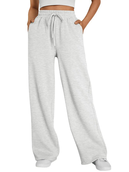2026 New Harajuku Wide Leg Sweatpants Women Streetwear Baggy Oversize Gray Sports Pants Woman Drawstring Casual Joggers Trousers