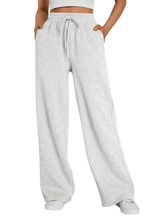 2026 New Harajuku Wide Leg Sweatpants Women Streetwear Baggy Oversize Gray Sports Pants Woman Drawstring Casual Joggers Trousers