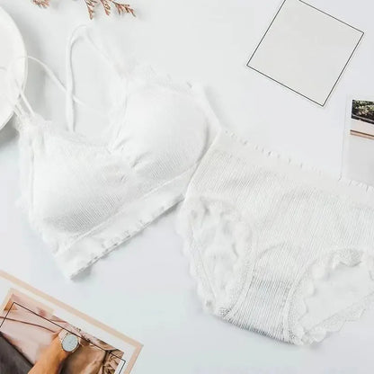 Sexy Seamless Tops Set High Waist Panties Women Wireless Underwear Suit Soft Padded Bras Set Backless Bralette Lingerie