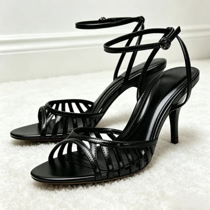 High Quality Summer Women Shoes Gold Ankle Strap Heeled Sandals for Ladies Sexy Open Toe Stilettos High Heels Elegant Party Shoe