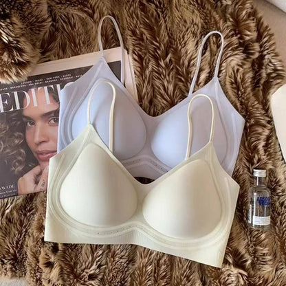 Summer Thin Ultra-thin Ice-skinned Thin Shimmering Shoulder Strap Underwear for Women Without Marks and Beautiful Back Bra